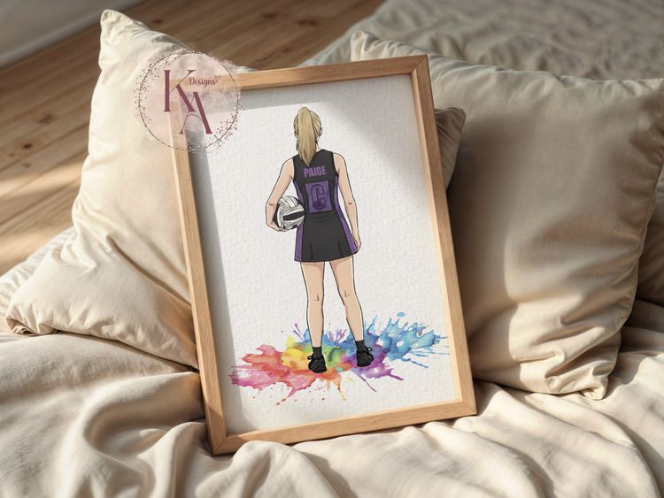 A4 Custom Netball Player Print
